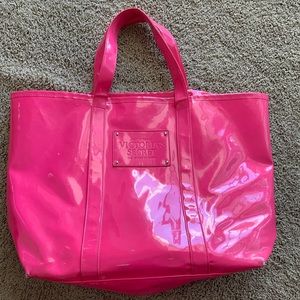 Bright pink Victoria’s Secret tote bag